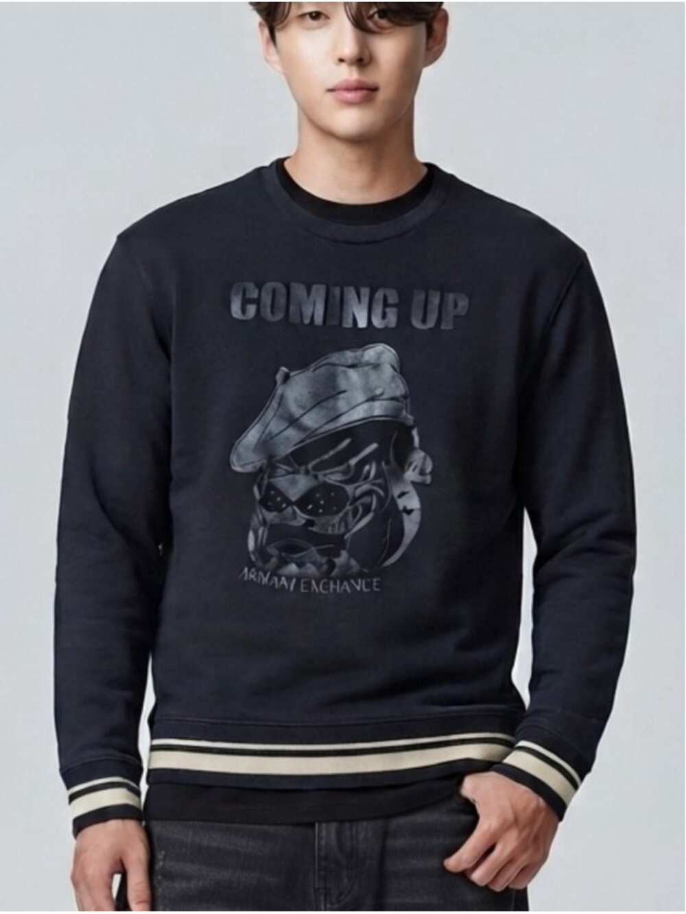 Armani Exchange A/X Sz L Men's Black Sweatshirt Crewneck Streetstyle Y2K Style
